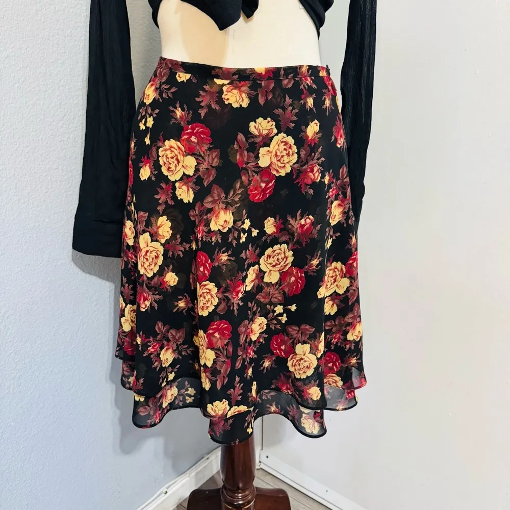 Compagnie Internationale Express Vintage Floral Short Skater Y2K Skirt Ruffled M - Image 3