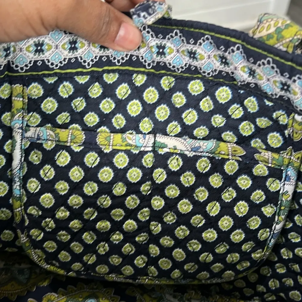 Vera Bradley Cambridge Small Tic Tac Tote - Green, Blue and White - Image 5