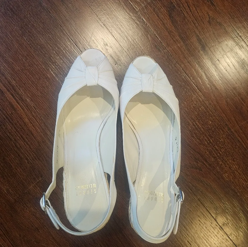 Stuart Weitzman White Classic Heeled Sandals - Image 3