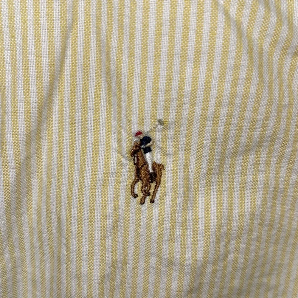 Ralph Lauren Womens Shirt Sz 2 Classic Fit Button Down Yellow White Striped - Image 2