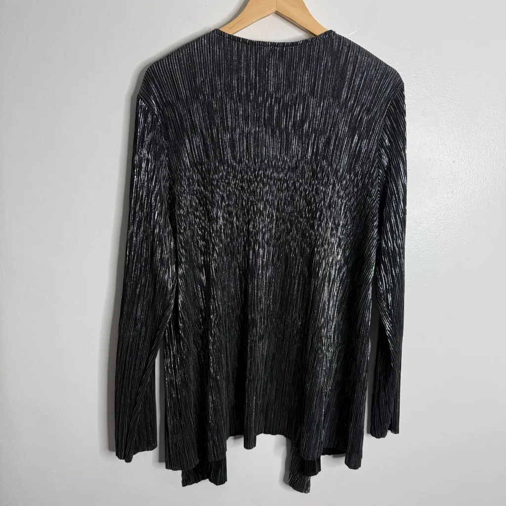 NWT Christopher & Banks Women’s Black Metallic Open Front Cardigan Size X-Large - Image 2
