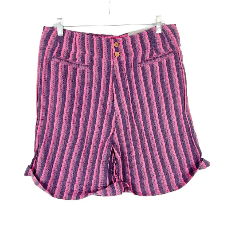 NWT Soft Surroundings Dulcinea Shorts Fuchsia Stripe Wool Size Medium M N1335 - Image 2