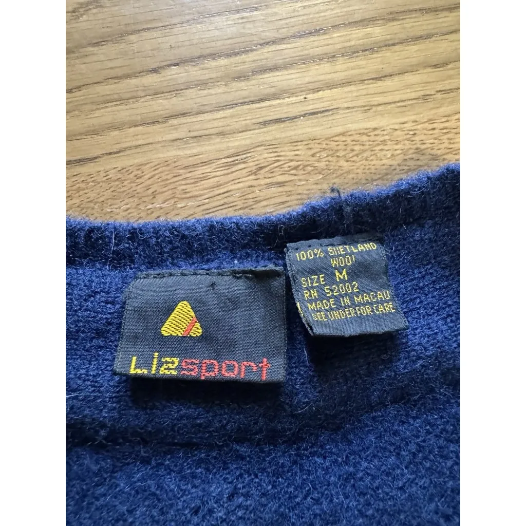 Liz Sport Size Medium Shetland Wool Cardigan Sweater Buttons Pockets Vintage - Image 3