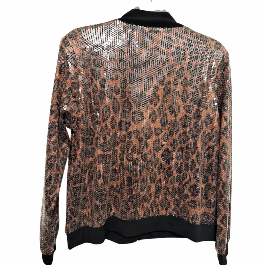NWT New Bob Mackie Wearable Art Leopard Print Sequin Bomber Jacket size small - Image 2