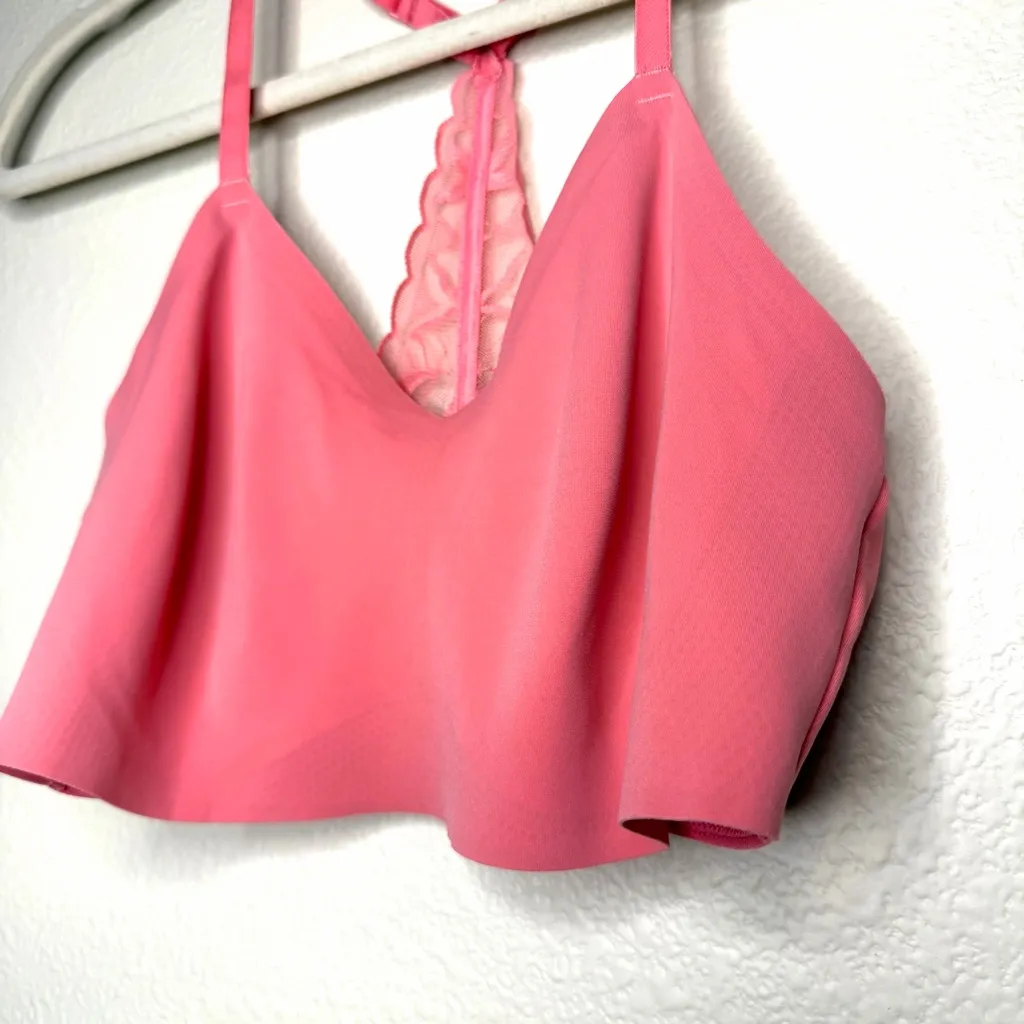 True & Co Women's M Lace Racerback Adjustable Strap Bralette Pink Size M - Image 6