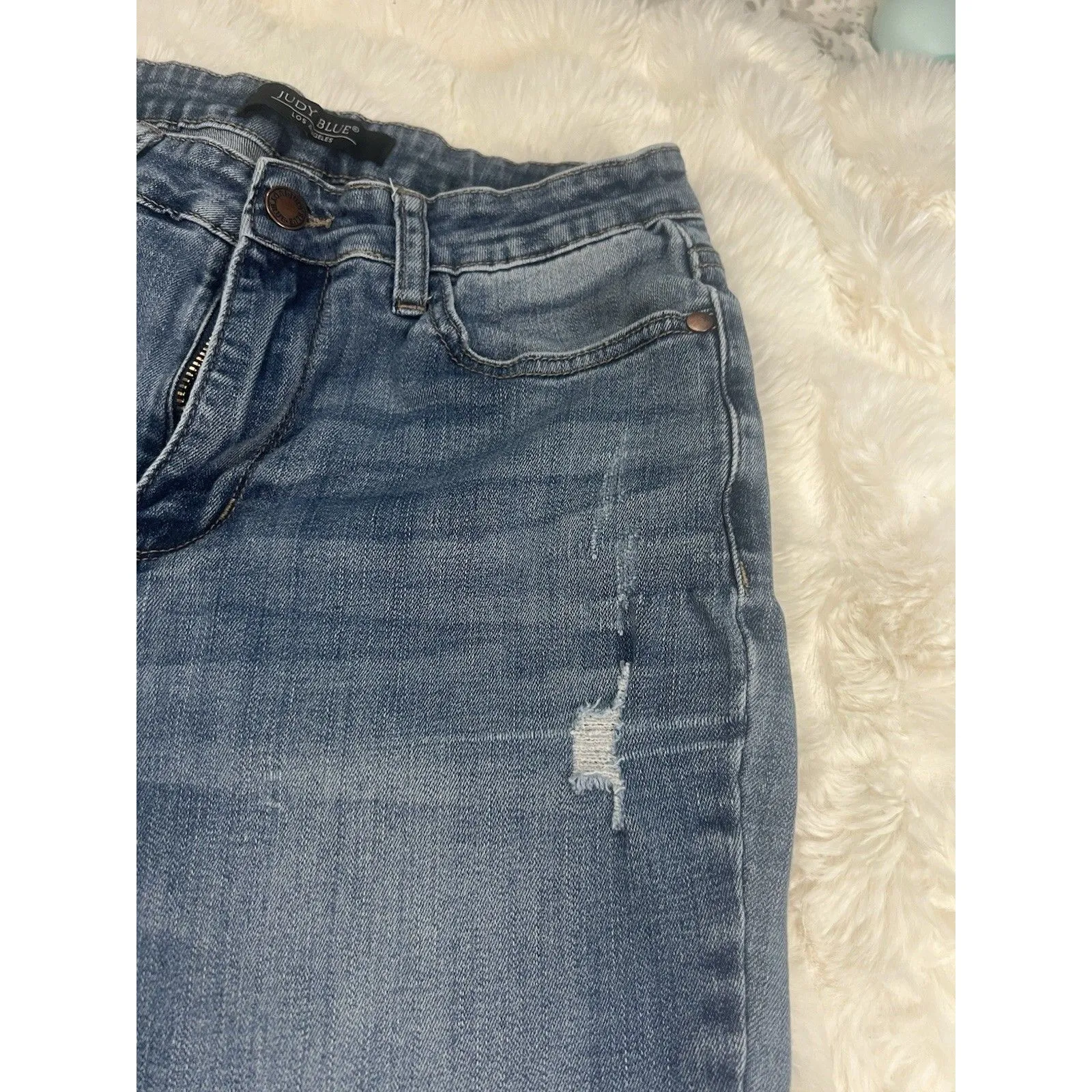 Judy Blue Womens sz 7/28 Distressed Denim Jeans - Image 3