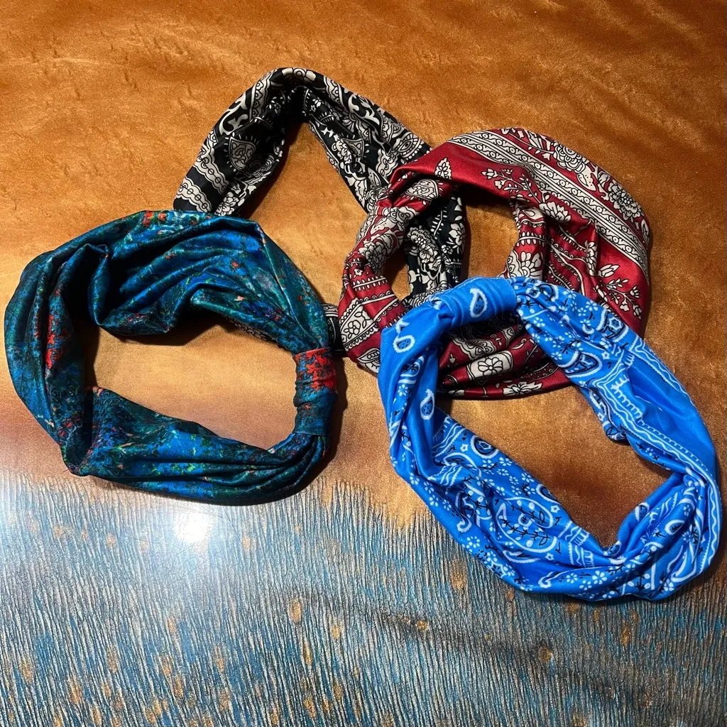 NWOT Large Bohemian style Wide Head bands set of 4 red blue multicolor - Image 10