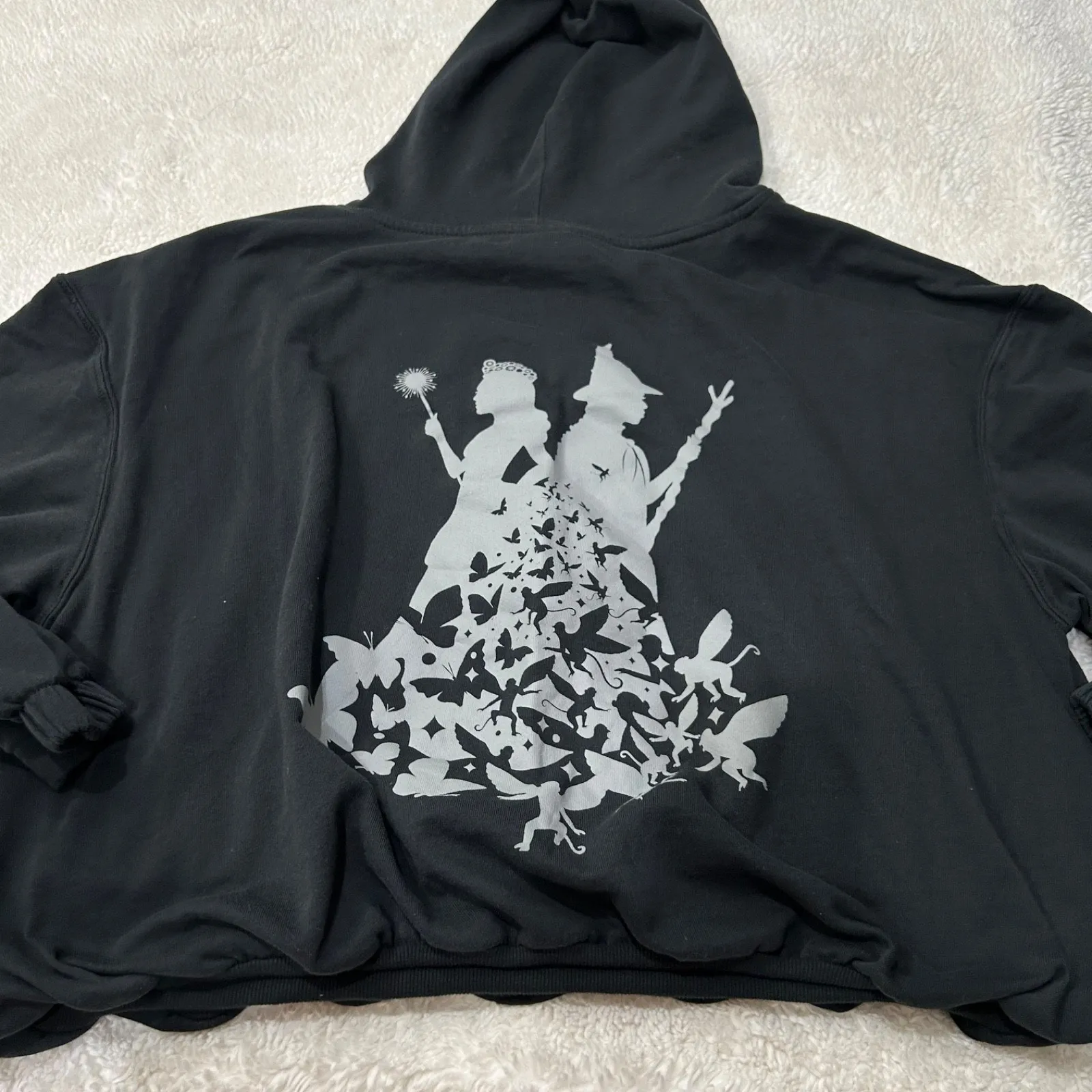 Rare Wicked x Paul Tazewell Fleece Graphic Crop Hoodie Sweatshirt Black Large - Image 3