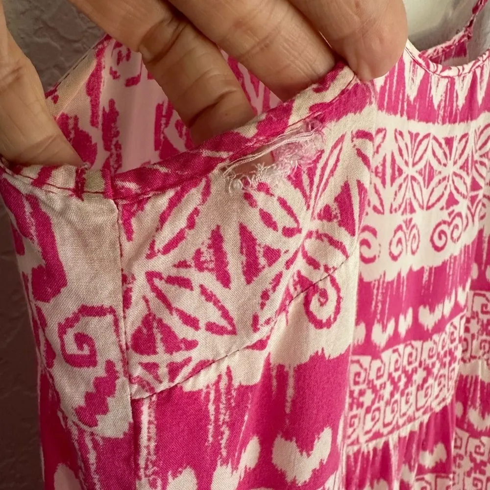 Umgee Pink Aztec Silky Sundress Medium Adjustable Straps - Image 5