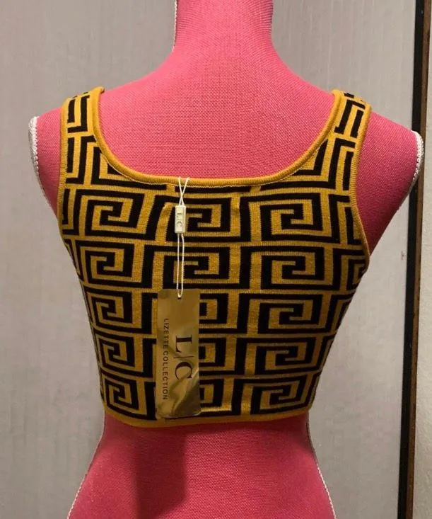 Greek key knitted High waist skirt and top set - Image 5