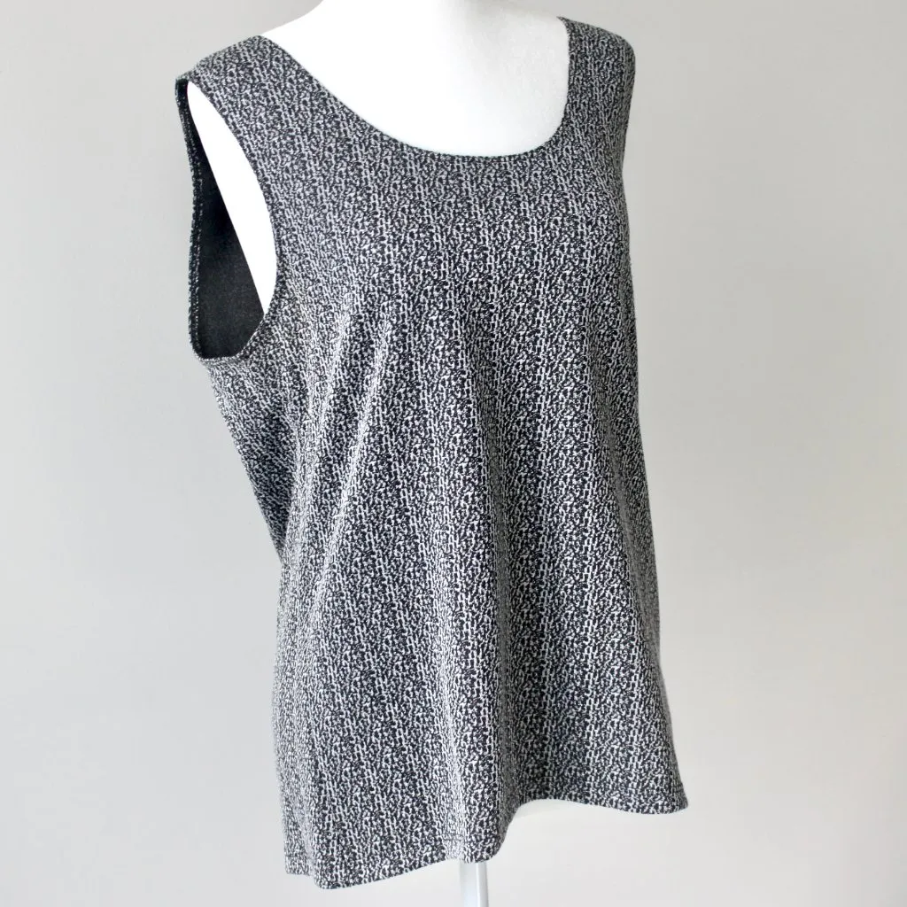 Jillian Nicole Black Silver Metallic Scoop Sleeveless Blouse Tank Top Large - Image 4