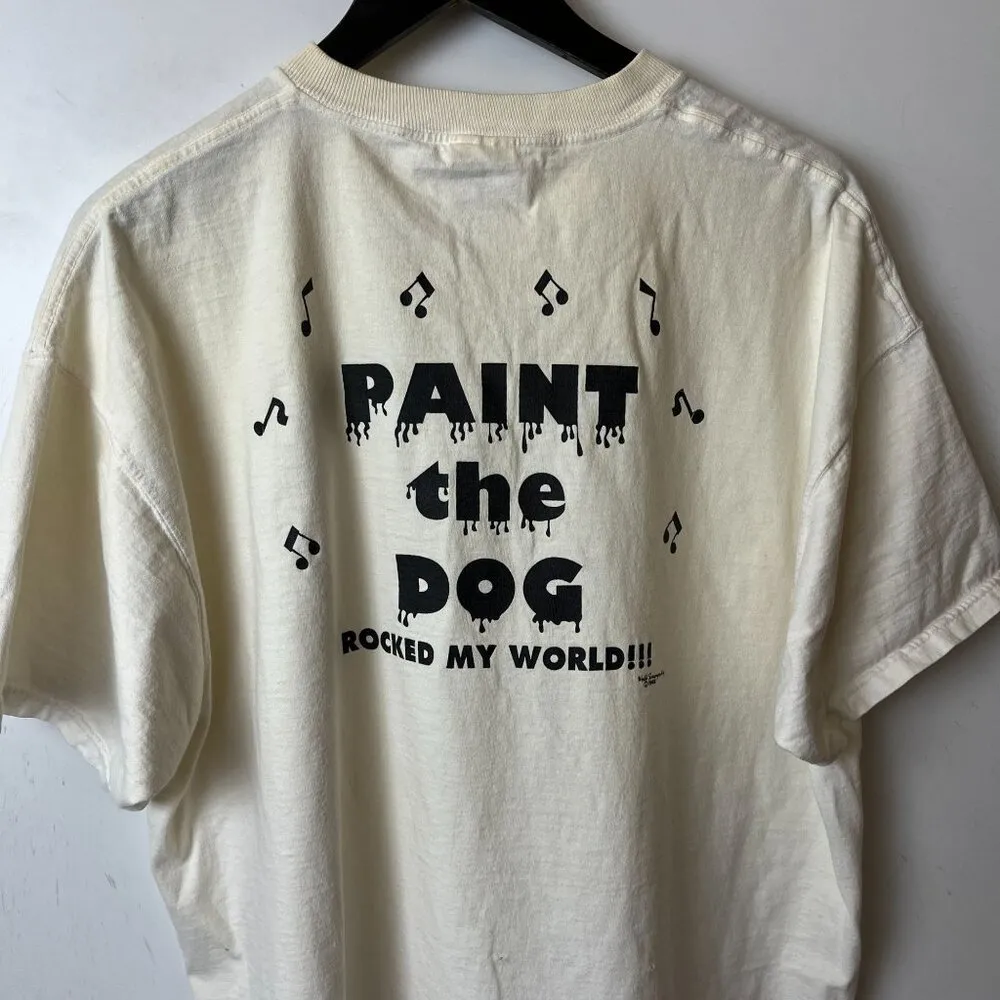 2002 Vintage Y2K Paint The Dog T Shirt Cream XXL 2XL Animal Notes Graphic Tee Size undefined - Image 10