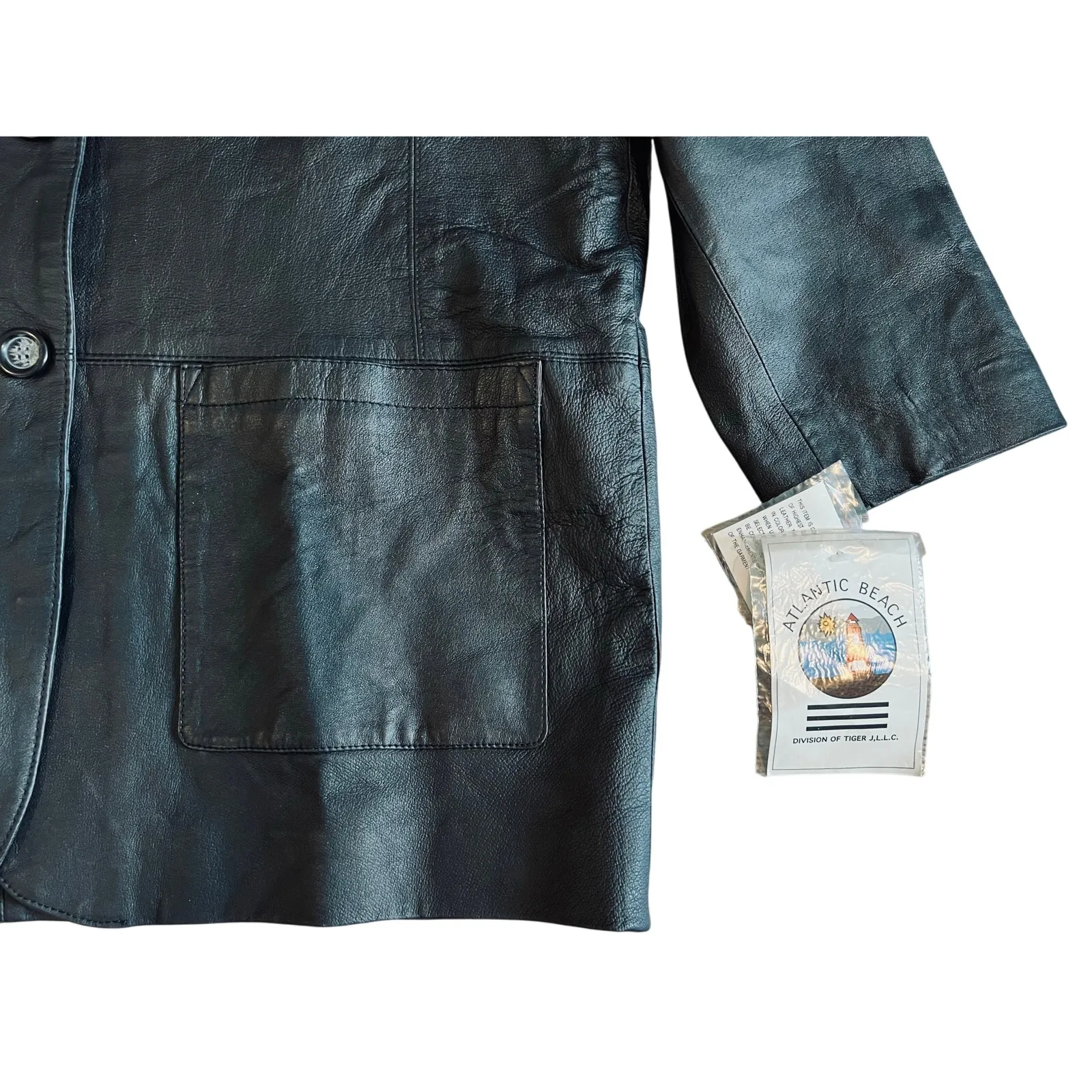 Atlantic Beach Long Collared Black Leather Trench Coat 1X NWT Streetwear Edgy - Image 13