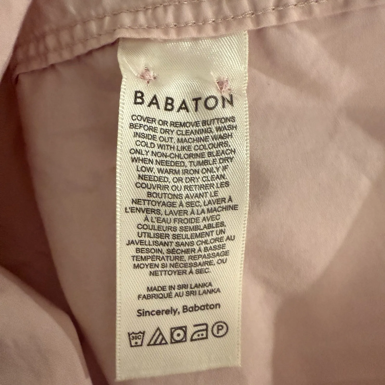 Aritzia Babaton Button Up Shirt Womens Small Pink Cotton Long‎ Sleeve - Image 5