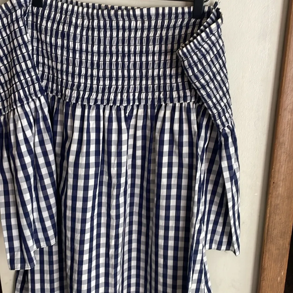 MILLY Jodi Smocked Off-the-shoulder Gingham Poplin Dress - Image 10