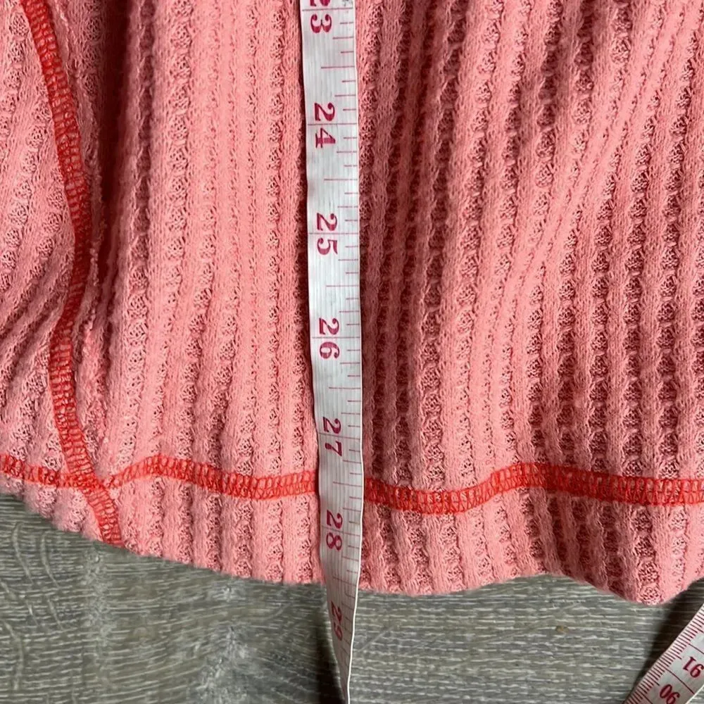 Free People We The Free Peach Thermal Lovin Leopard Thermal Top Print Cuffs - Image 9