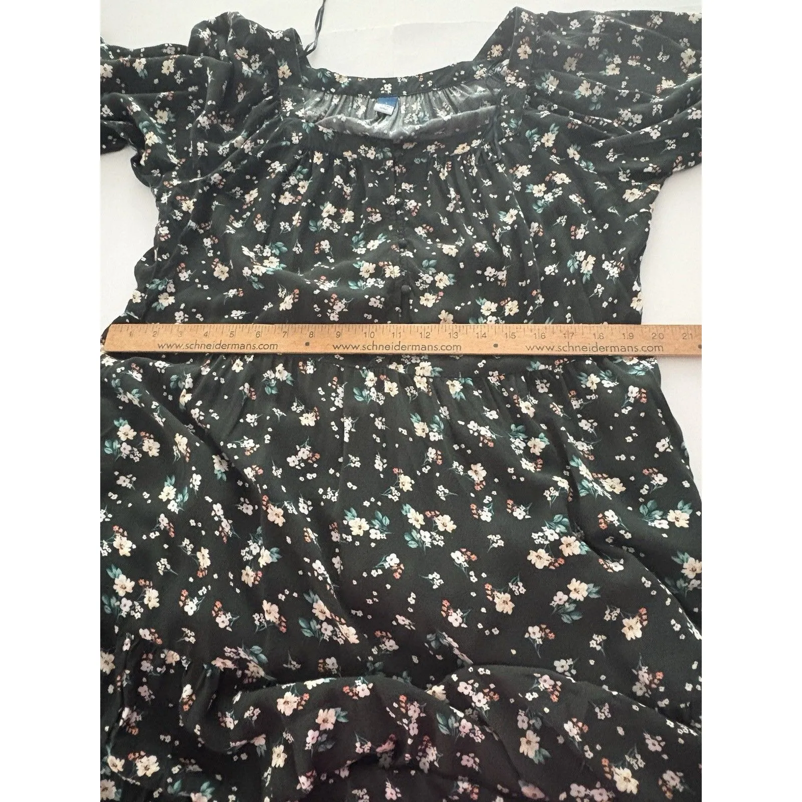 Old Navy Maxi Dress Size L Green Floral Tiered Prairie Forest Whimsigoth Modest - Image 13