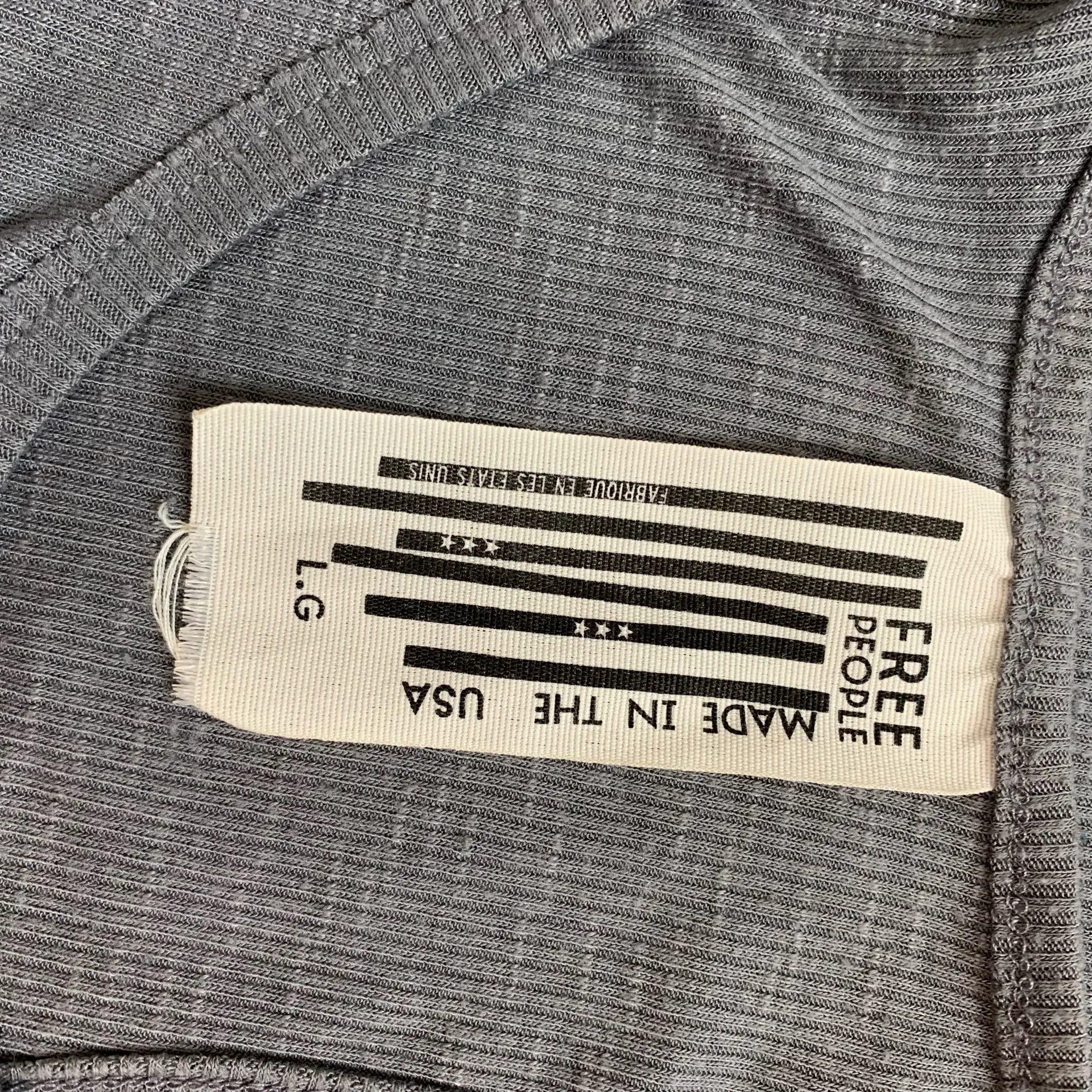 Free people Gray Ribbed Tank top loose fitting shirt racer back large - Image 6