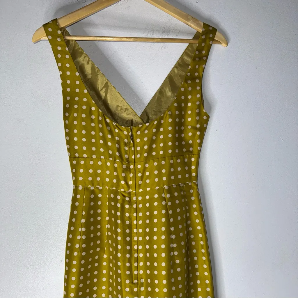 J. Crew 100% Silk Polka Dot Mini Dress Sheath Green Chartreuse Sz 0 Cocktail - Image 6