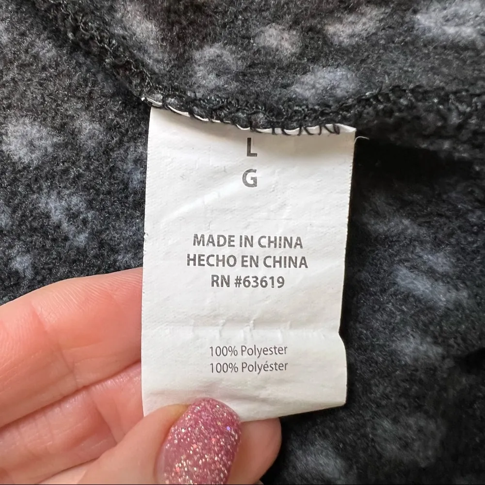 bebe Black Leopard Polar Fleece Full Zip Jacket. Size Large. - Image 8