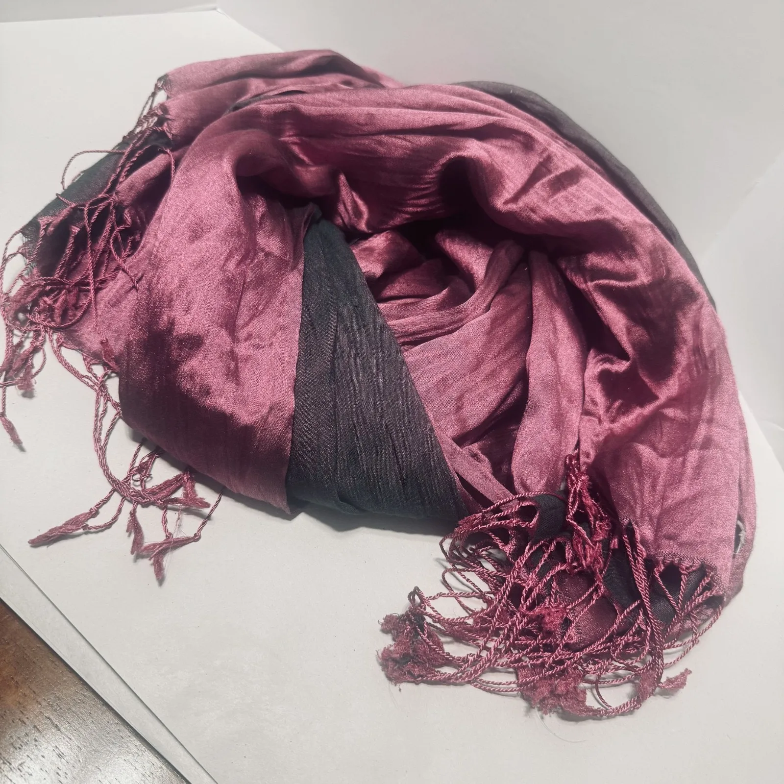 Shiwani 100% Cashmere Scarf Purple fringe Luxury Pashmina wrap shawl Pink - Image 5