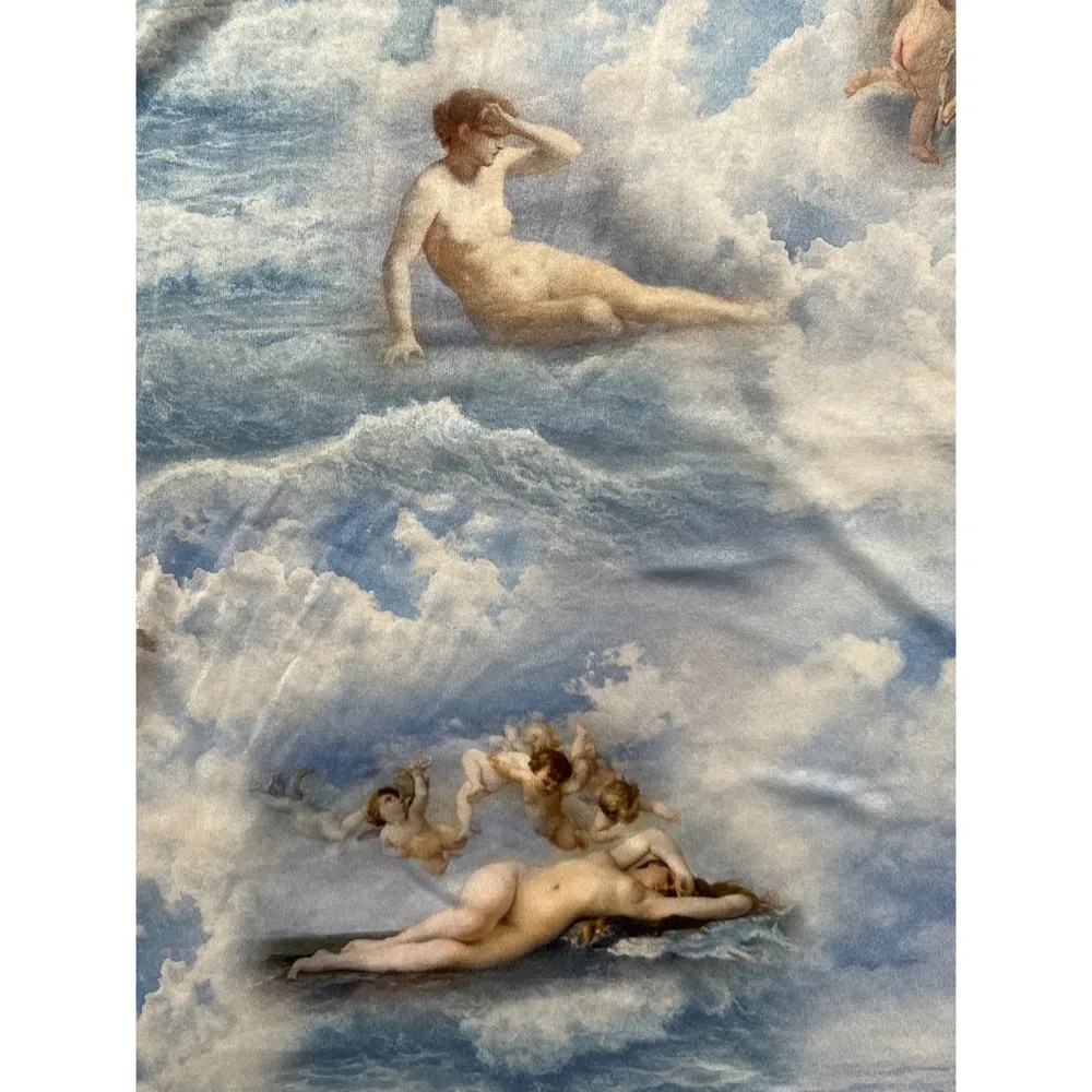 PrettyLittleThing Blue Renaissance Print Slinky Ruched Side Bodycon Dres… - Image 6