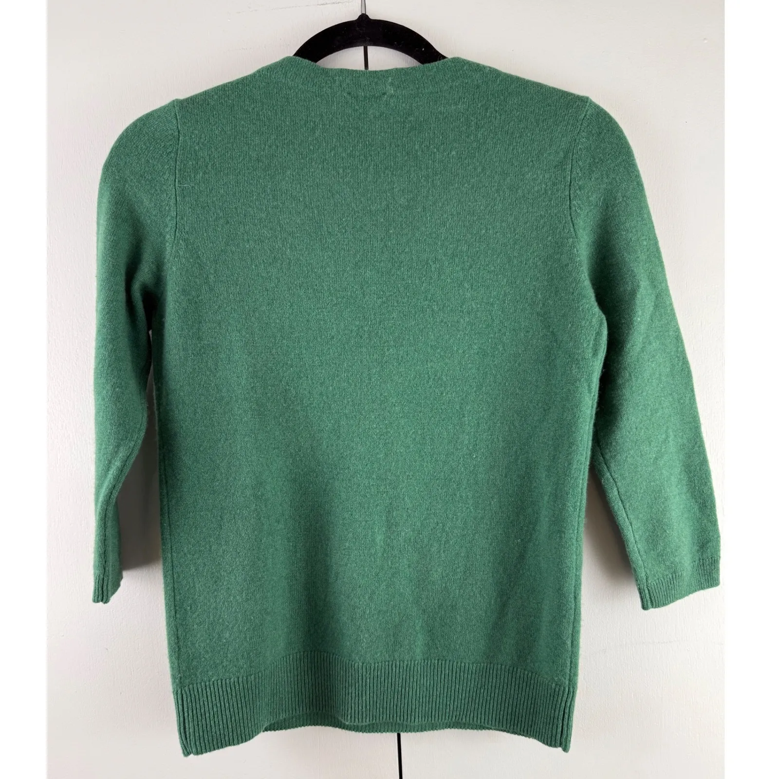 Talbots Petites Pure Cashmere 3/4 Sleeve Crewneck Sweater Green Size P (Small) - Image 3