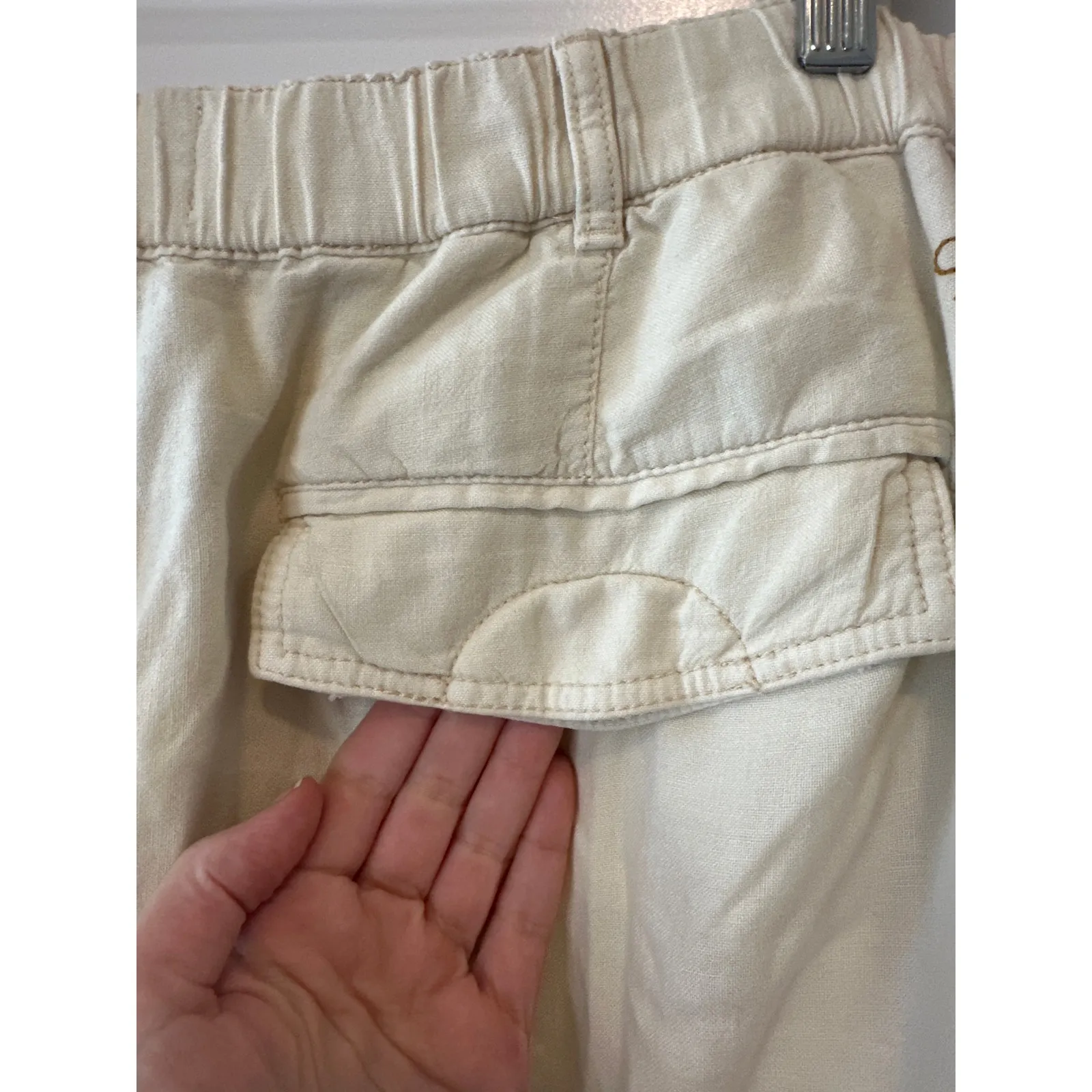 Anthropologie Pilcro Ivory Linen Cargo Pants Wide Leg XL NWT - Image 8