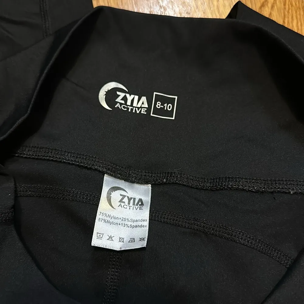 Zyia Active Black Brown Cheetah Print Animal Print Leggings Women’s 8 10 Stretch - Image 8