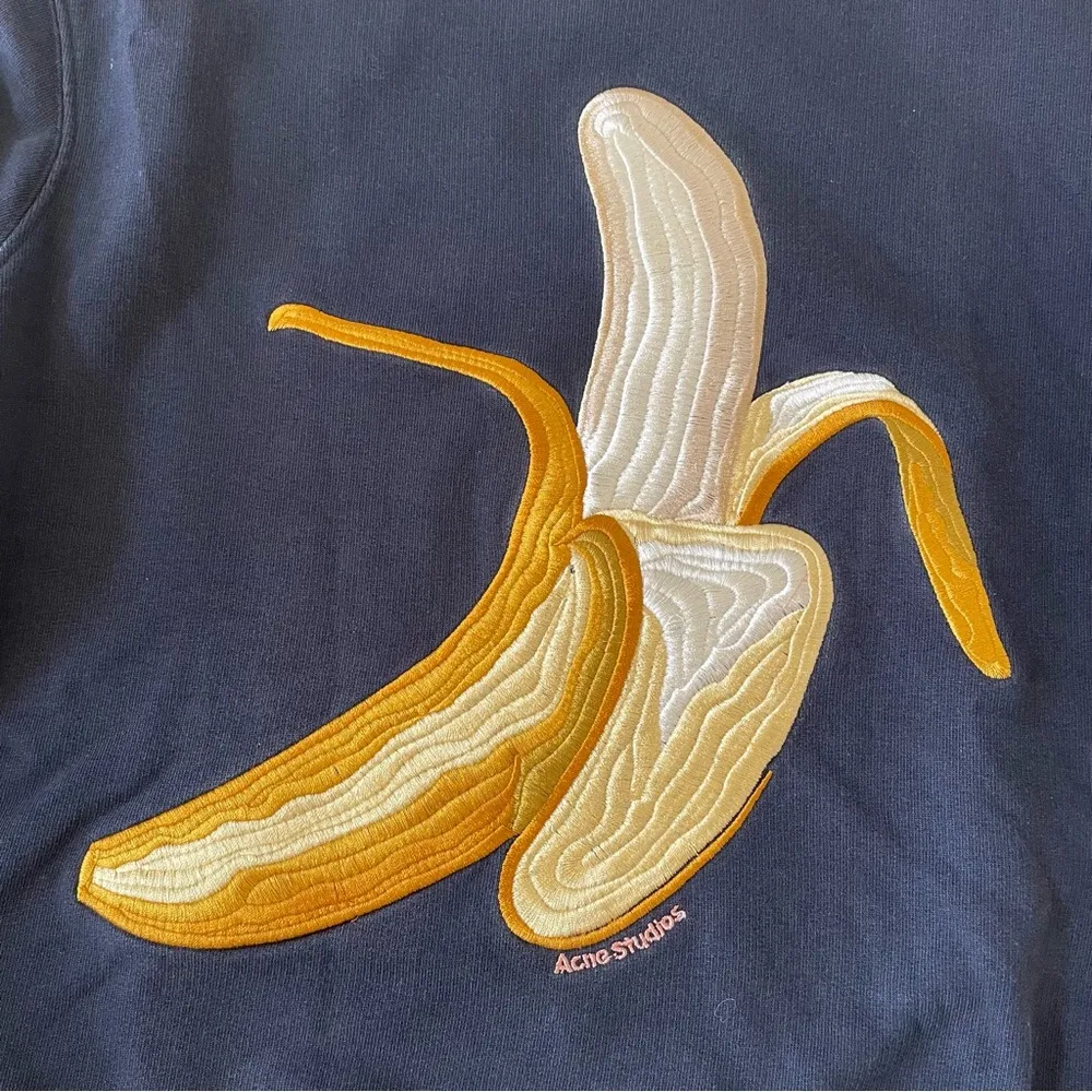 Acne Studios Banana Emoji Embroidered Black Yellow Crewneck Sweatshirt Size S - Image 5