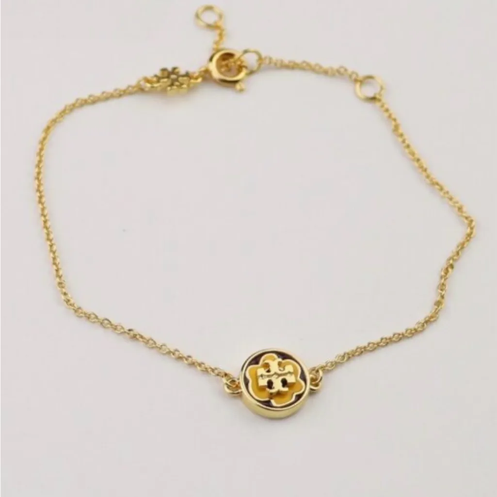 New TORY BURCH Kira Enamel Pendant Bracelet in 18kt Gold-plated Brass with Tag - Image 4