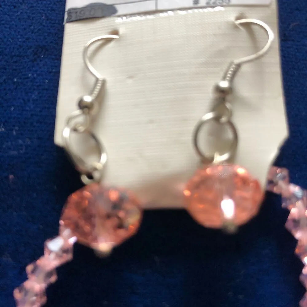 Jewelry Set Faceted Glass Beaded Rondelle Multi Colored Necklace Earrings New Blue - Image 4