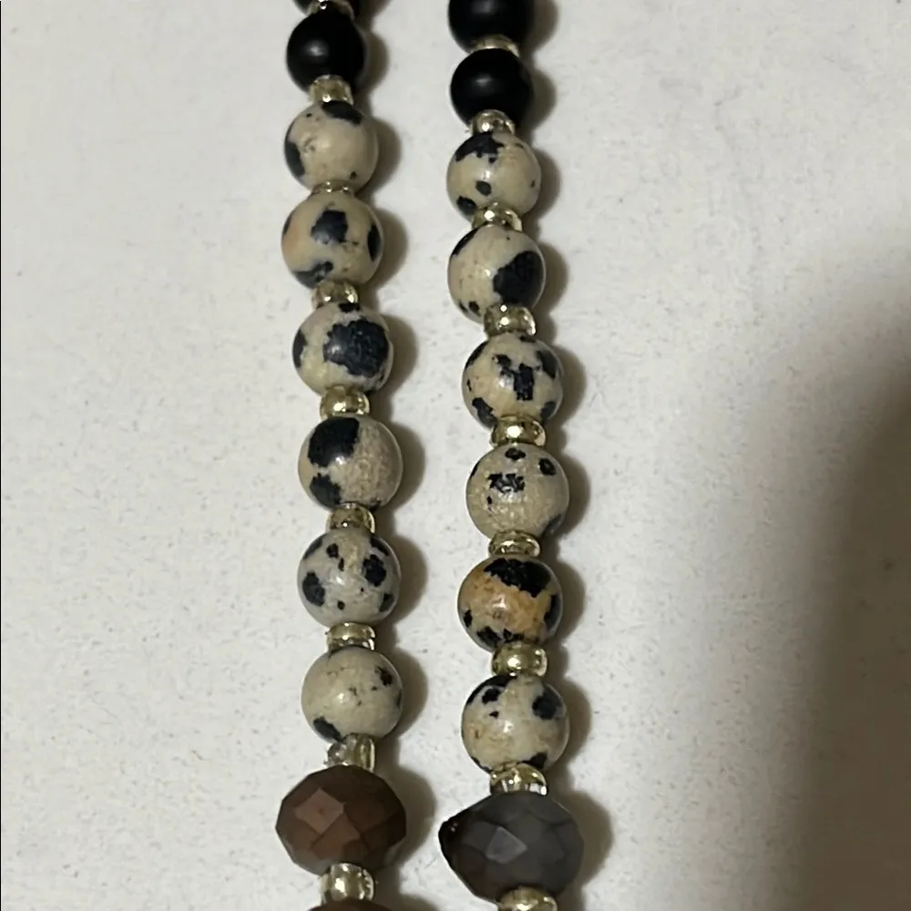 Dalmatian Jasper Beaded Necklace Black - Image 7