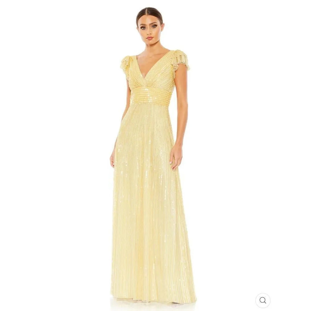 Mac Duggal 5646 Womens EMBELLISHED FLUTTER CAP SLEEVE A LINE GOWN Runs Large - Image 2