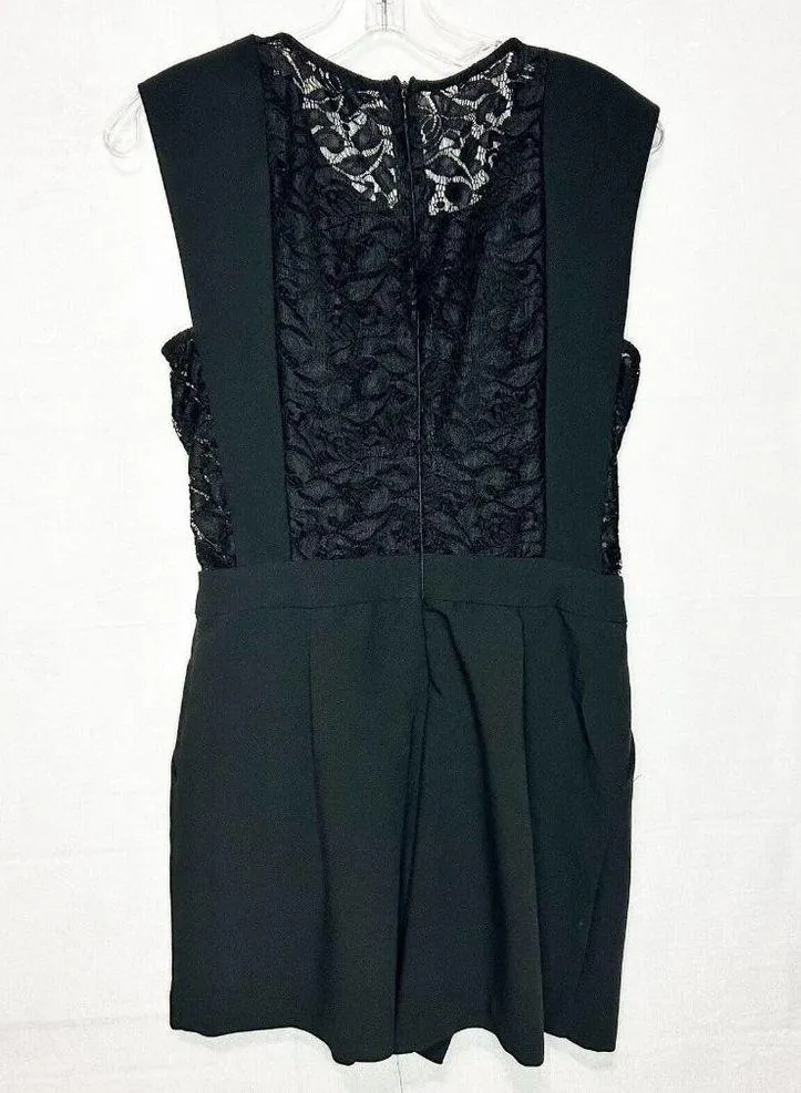 Double Zero Lace Back Romper Black 2.5" Inseam Lined Size L - Image 4