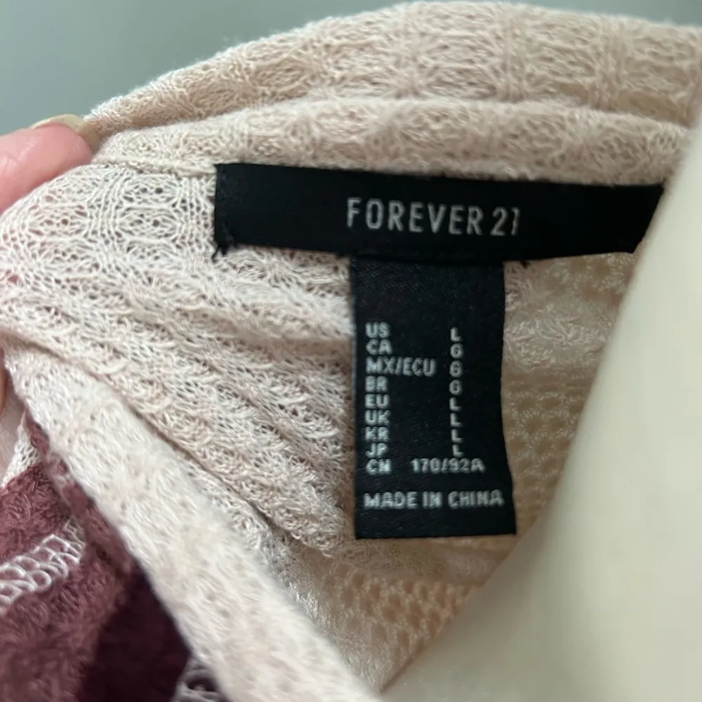 Forever 21 tri color waffle knit top balloon sleeve large - Image 7