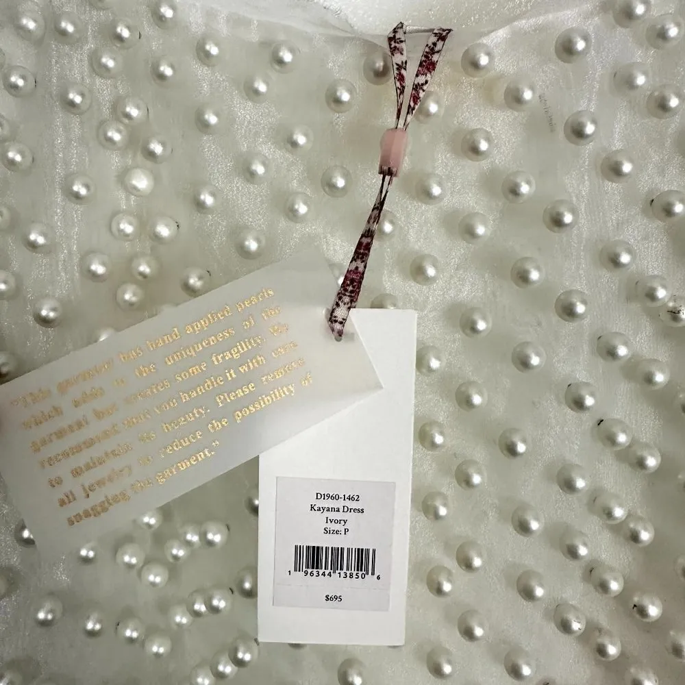 LOVESHACKFANCY Kayana Pearl Mini Dress in Ivory Size P (US 00) NWT - Image 14