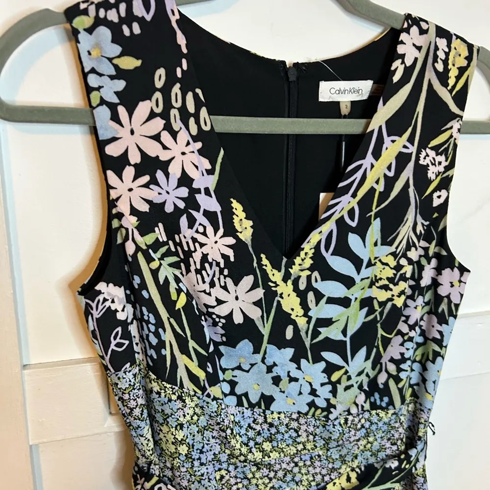 Nwt Calvin Klein Floral Handkerchief Midi Dress - Image 8