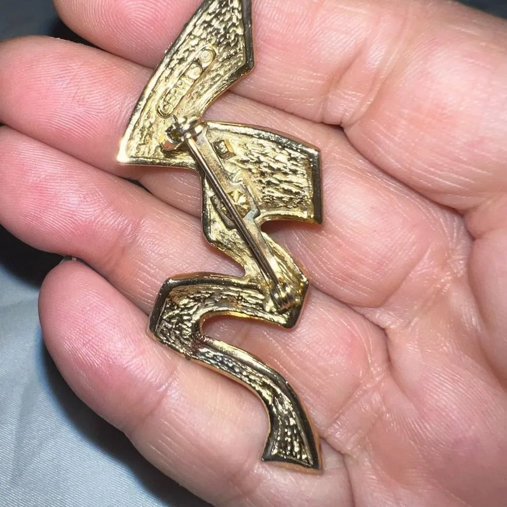 Vintage Signed GERRYS Ribbon Brooch‎ Gold - Image 5