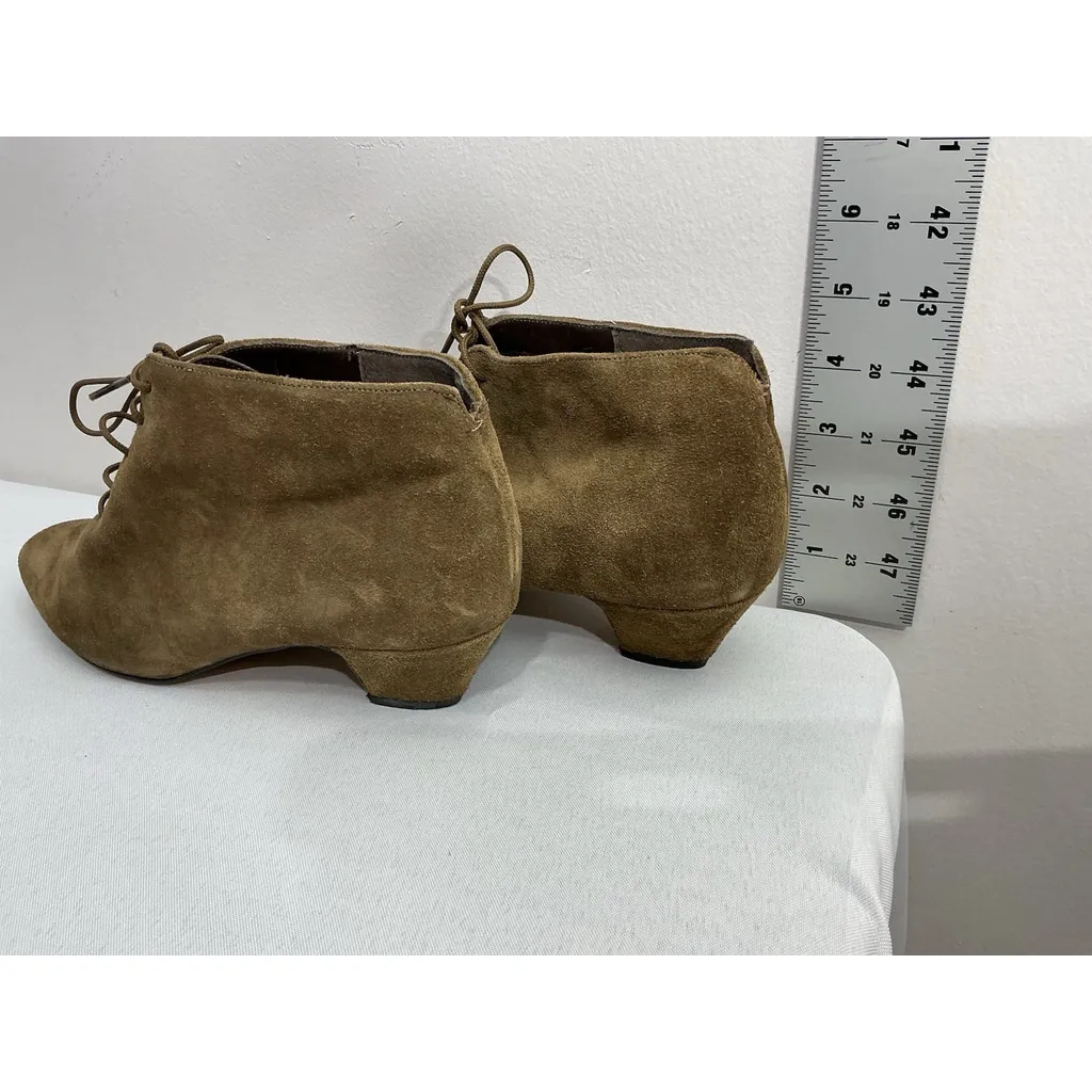Womans Auditions Booties 6.5 M Brown Lace Up Heel Pointed Toe - Image 4