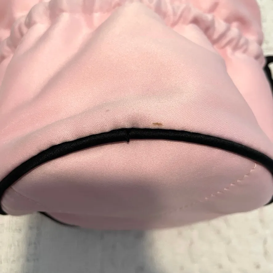 satiny smooth pink drawstring close circular jewelry pouch travel case A1 4405 - Image 4