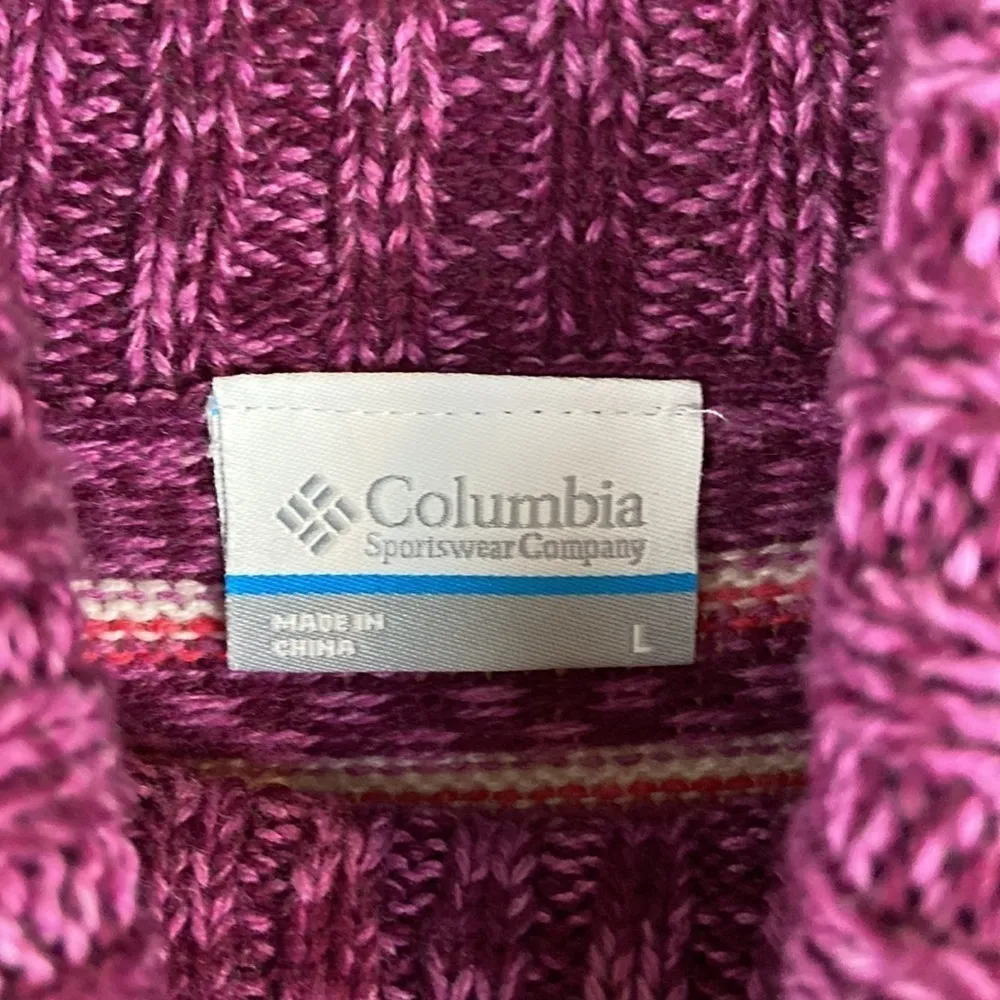 Columbia Winter Worn II Pink Purple and White Fair Isle Cozy Ski Sweater Large - Image 7
