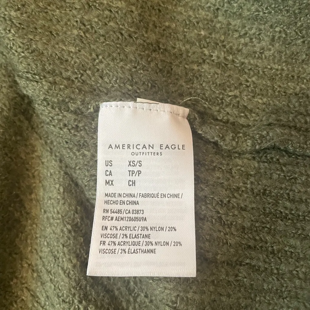 American Eagle Olive Green Oversized Lightweight Long Knit Cardigan size XS/S - Image 2