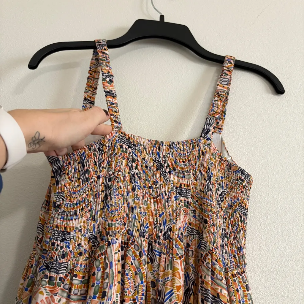 Dear John Women's Faye‎ Strap Tank Dress Mosaic Print Sz Small Orange - Image 12