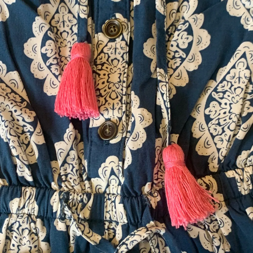 Matilda Jane Romper Medium Blue and Pink Patterned Shorts Boho - Image 5