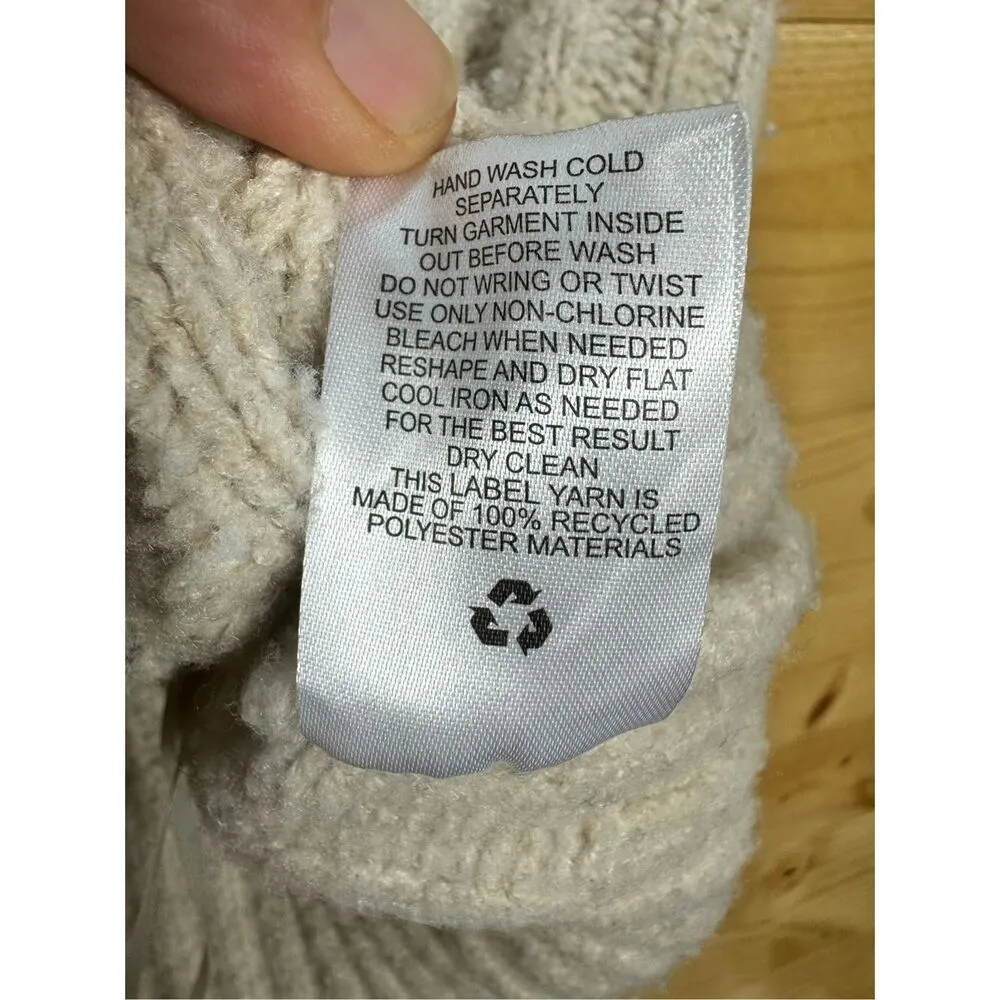 Pink Rose Women's Size Medium Beige Cable Knit Sweater Vest V-Neck Sleeveless - Image 9