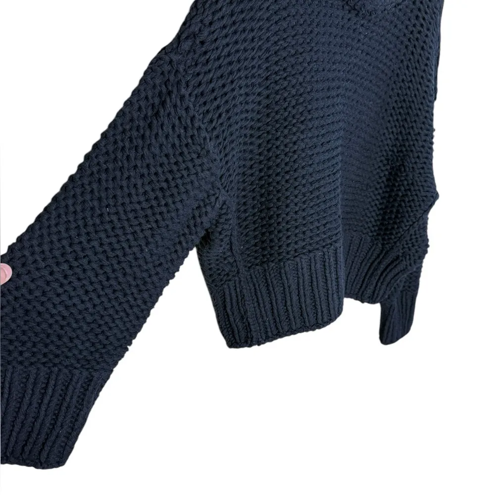 Free People Sz Small My Only Sunshine Sweater in Black Chunky Knit Turtle Neck - Image 6
