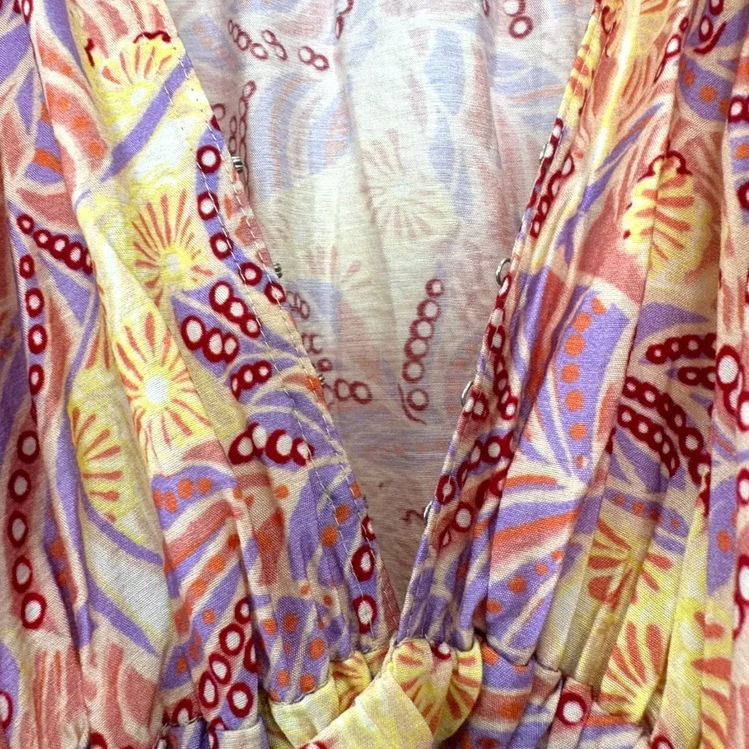 A.L.C. Loretta Long Sleeve Tiered Midi Dress in Abstract Floral Print Size 4 - Image 3