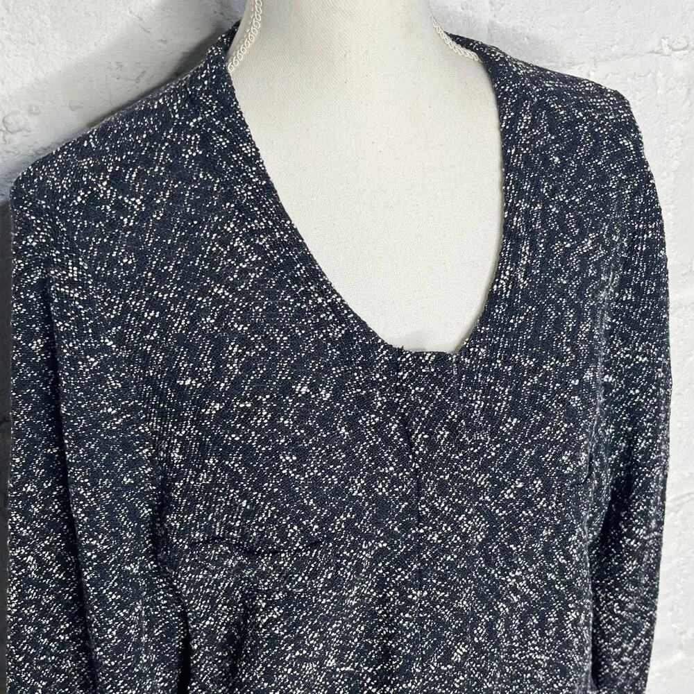 J. Crew Women's Navy Blue Micro-Tweed Zipper Blazer Long Sleeve Jacket Size XL - Image 2