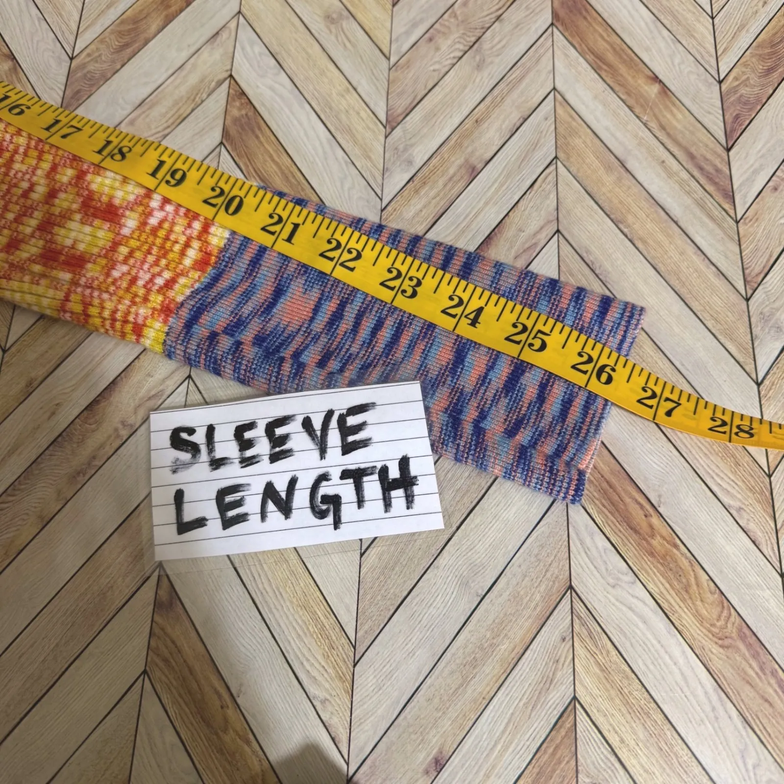 Scoop Sweater Dress Lg Space Dye Midi Orange Blue Ribbed Belted 70s Retro - Image 9